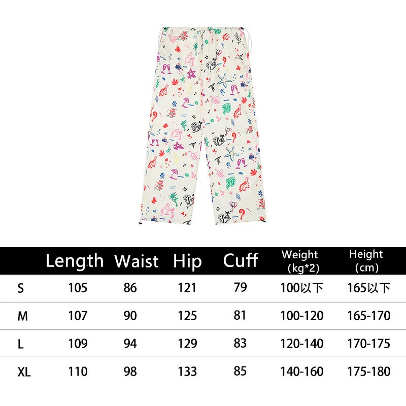 White Printed Work Pants For Women, Winter Thick Design, Niche Girls, Dopamine Loose Casual Wide Leg Pants