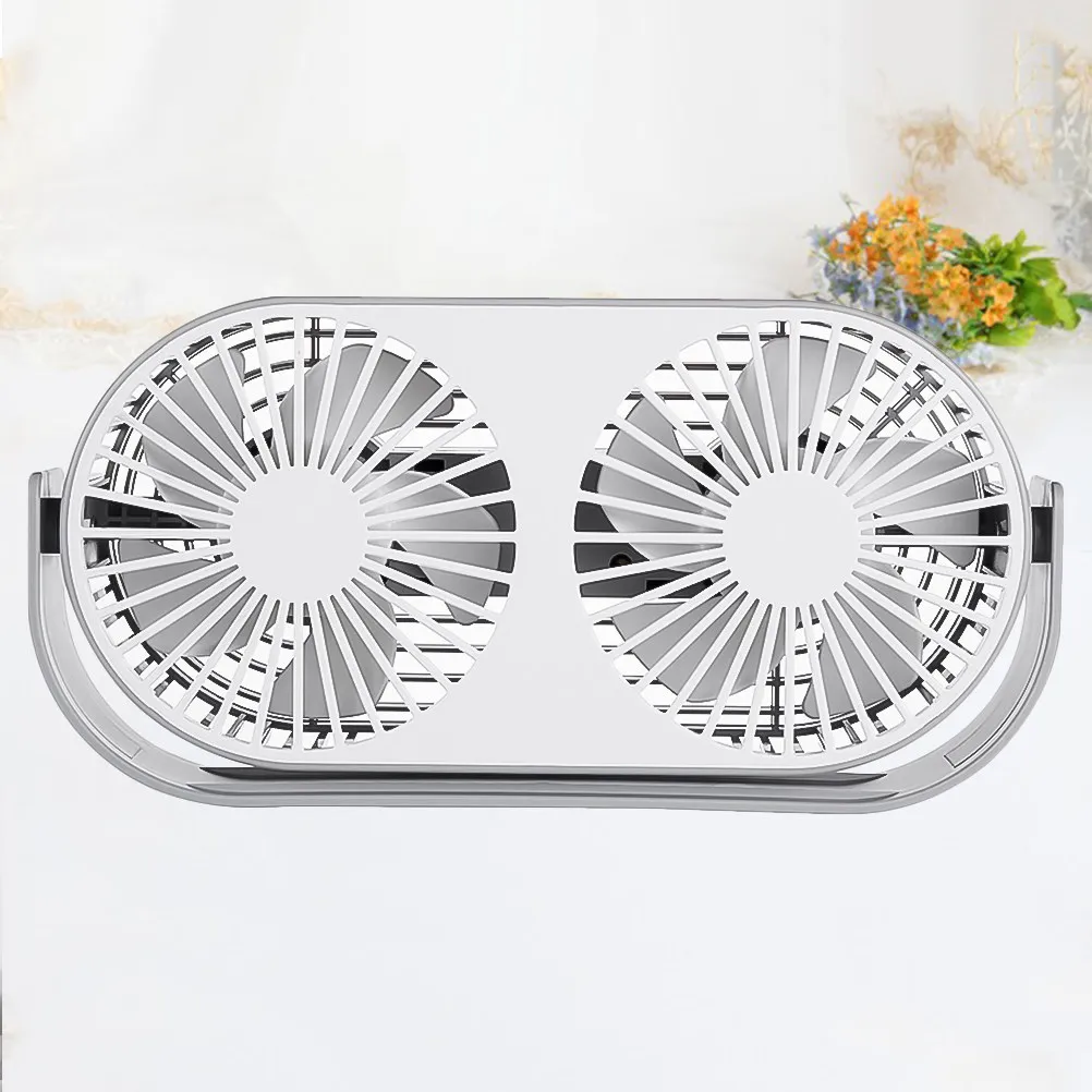 1Pcs Double Head Fan Mini Fan Tabletop USB Rechargeable Pink ABS Silicone LED Night Light 360 Degree Rotation Battery 2000mAh
