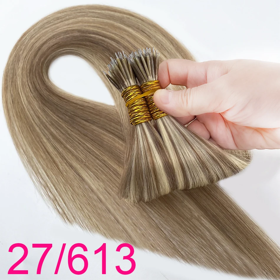 

Straight Nano Ring Tip 100% Human Hair Bulk Extension Highlight 1b 613 Blonde Hair Bulk Weaving For Braiding Unprocessed No Weft