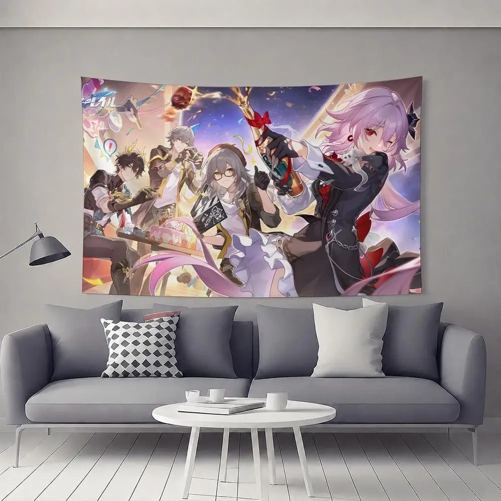 Honkai Star Rail Game Tapestry Tapestry Flat Polyester Wall Hanging, Cozy Kids Bedside Decor Healing Home Accent Gift Wall Art