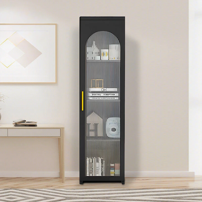 Hot Sale elegant handle Modern Metal Glass Display Cabinet 1 Doors Storage Cabinet 3-tier Adjustable Shelf for Living Room