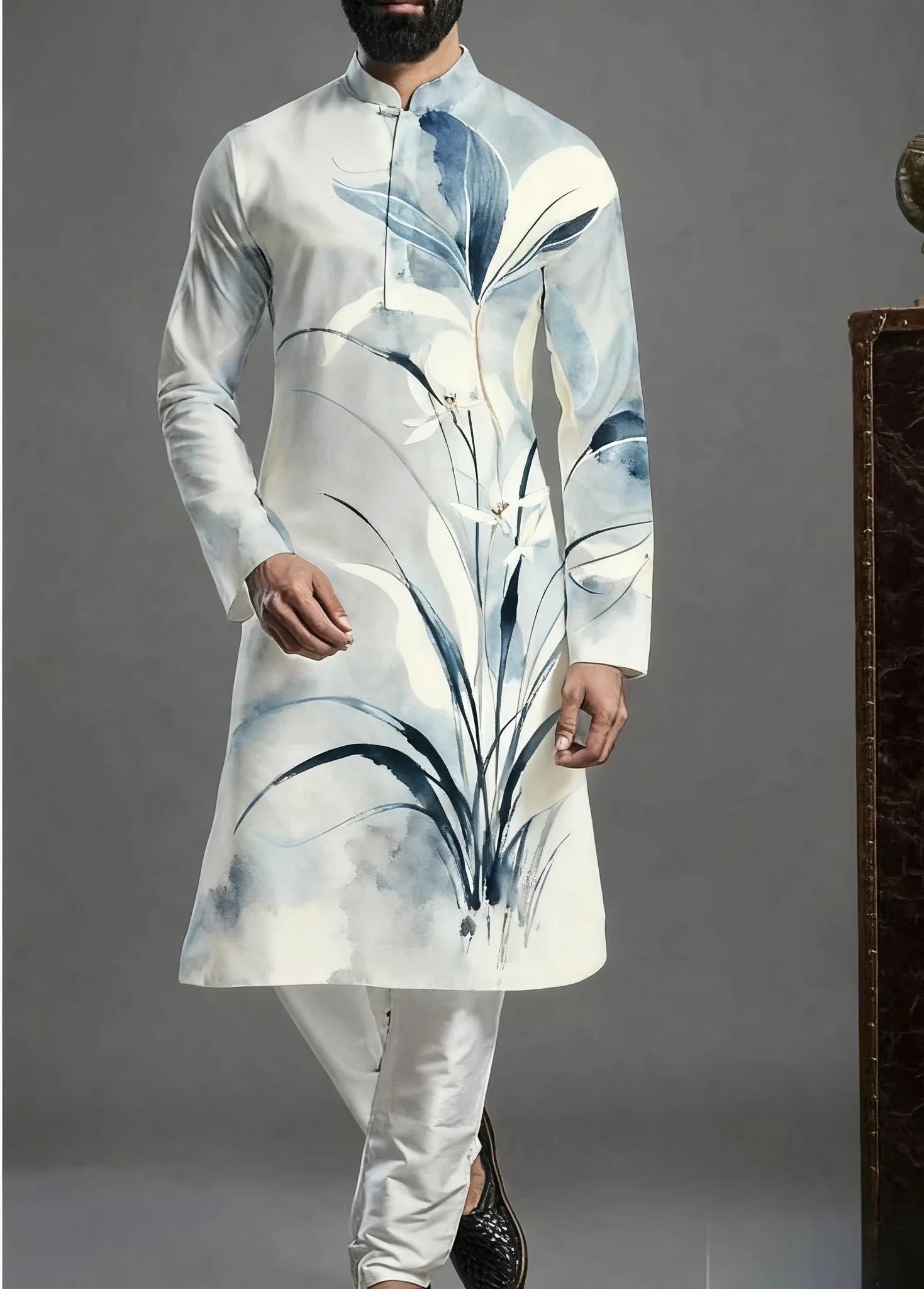 Kurt Men's Digital Printed Patterns with Multiple kurta vardha Fashionable Casual Fit Regular Robe Suitable for All Occasion