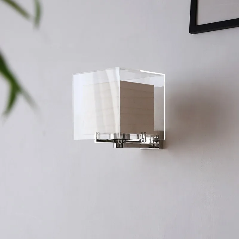 Cube Transparent Glass Wall Lamp Hotel Designer Homestay Bedroom Bedhead Corridor Corridor LED Wall Sconces Household Decoration