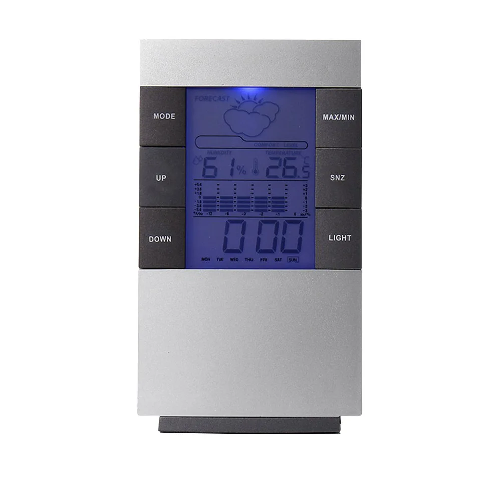 

1 PC LCD Humidity Temperature Clock Digital Indoor Thermometer Alarm Monitor Hygrometer Room Device