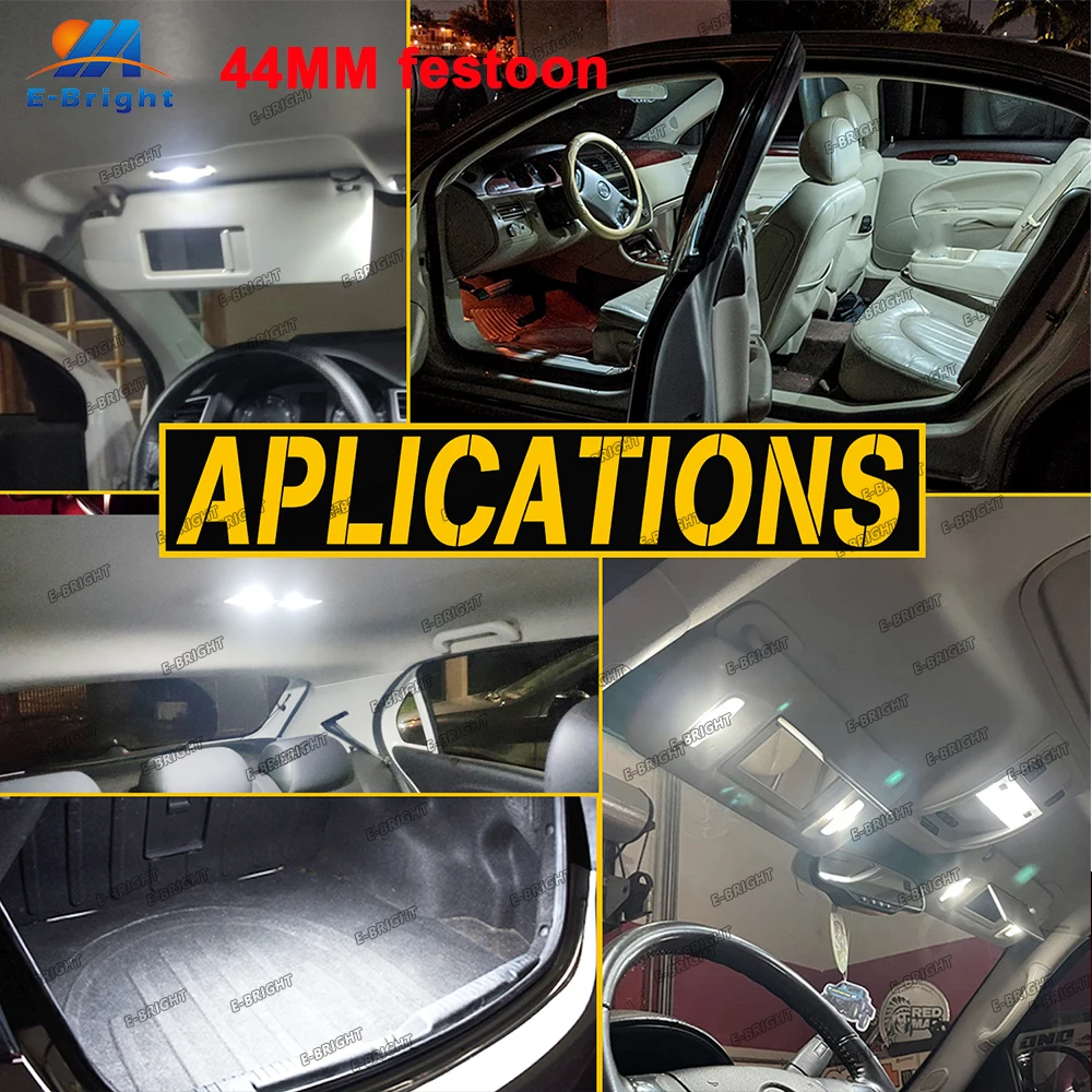 2PCS 44mm 578 212-2 Led Bulb 569 C5W 12V Festoon Bulb Car Interior Map Dome Reading Ceiling Pate Number Lamp White Festoon Bulb