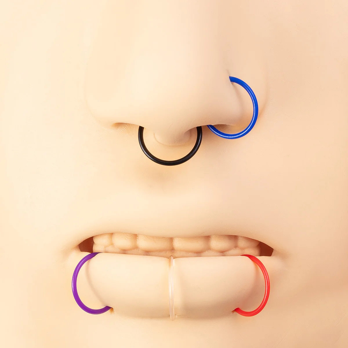 16PCS Mixed Color Resin Nose Ring Set Earrings Lip Ring Piercing Multi-purpose Puncture Ring Jewelry
