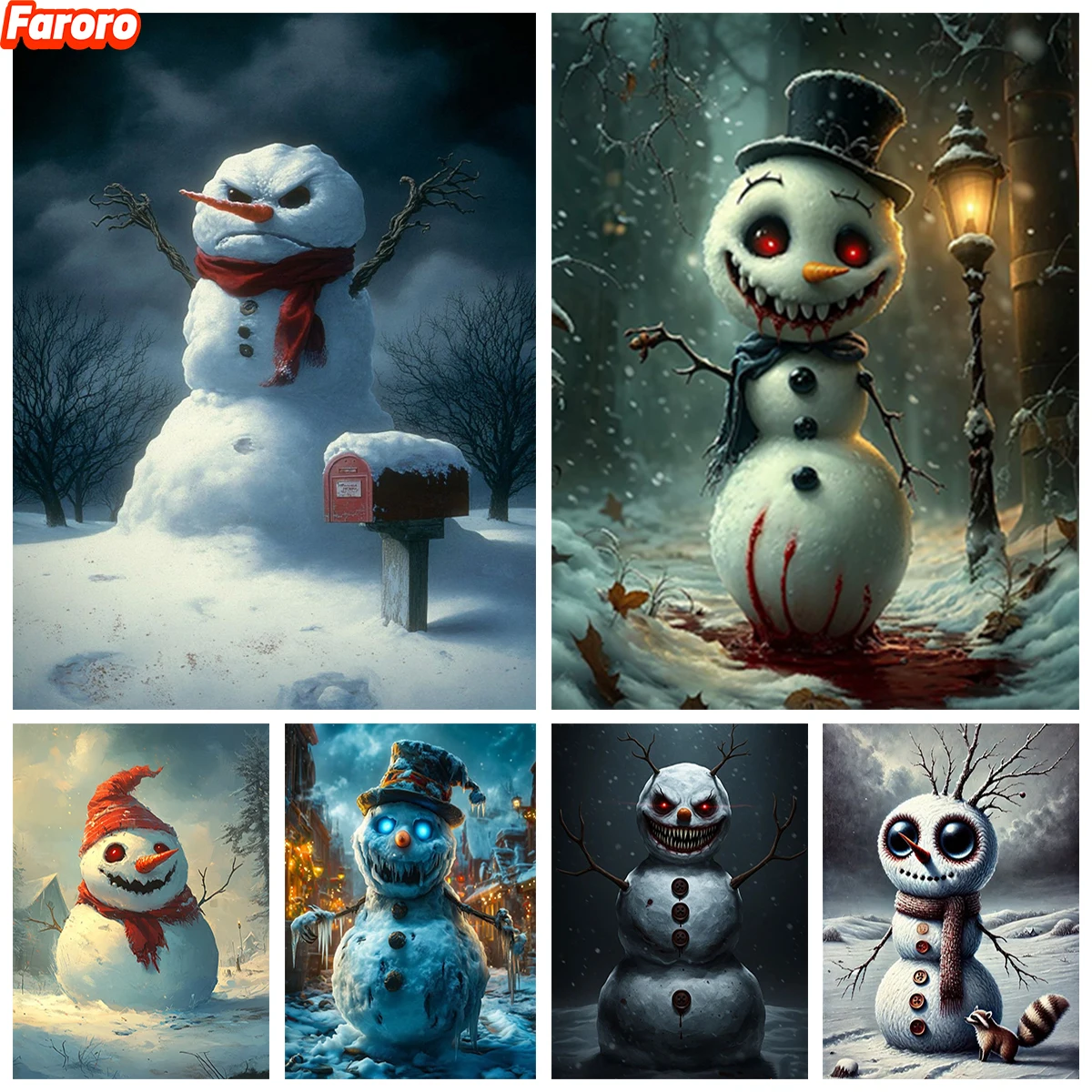 

Ужасающий снеговик 5D алмазная живопись темный Юти DIY Алмазная вышивка современный домашний декор ручной подарок