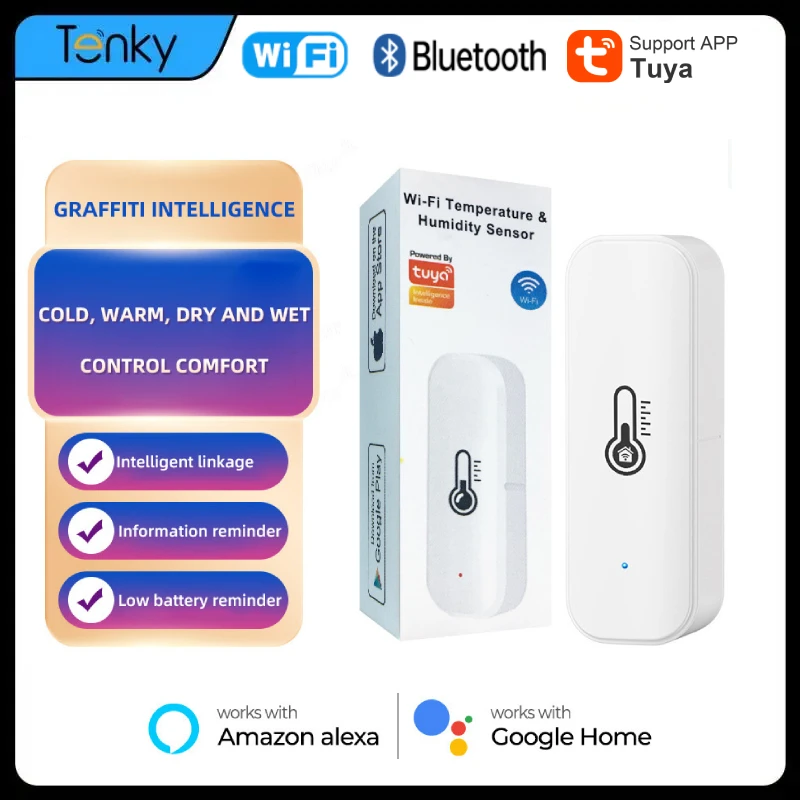 

NEW Tuya Smart Wifi Temperature And Humidity Sensor Wifi Temperature Sensor Smart Home Work With Alexa Google Home Assistant