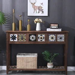 American Living Room Hallway Wood Drawer Console Table Household Entrance Long Narrow Side Decorative Cabinet Indoor