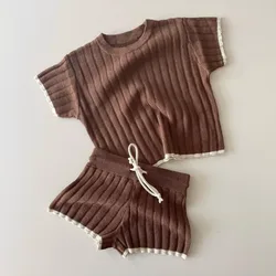 Summer Daily Boys Shorts Sets 2pc Boy Clothing Set with Pants Kids Casual Short Sleeve Woven Soft Shirts Outfit Sets