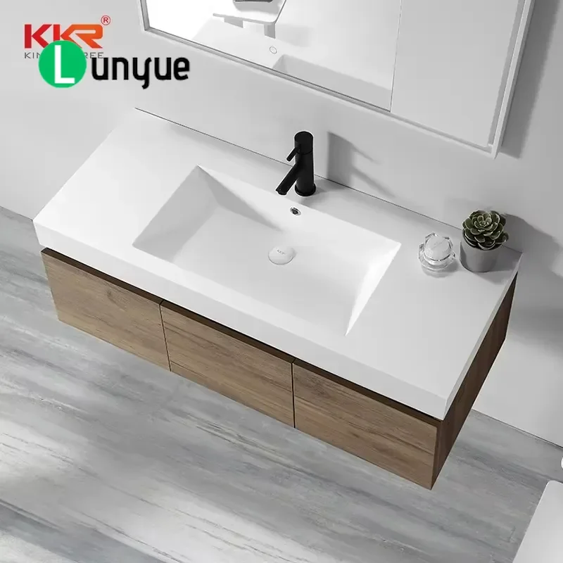 White Bathroom Vanity Cabinet with Integrated Sink Modern Storage Dresser Furniture for Home Restroom Washbasin Unit Space