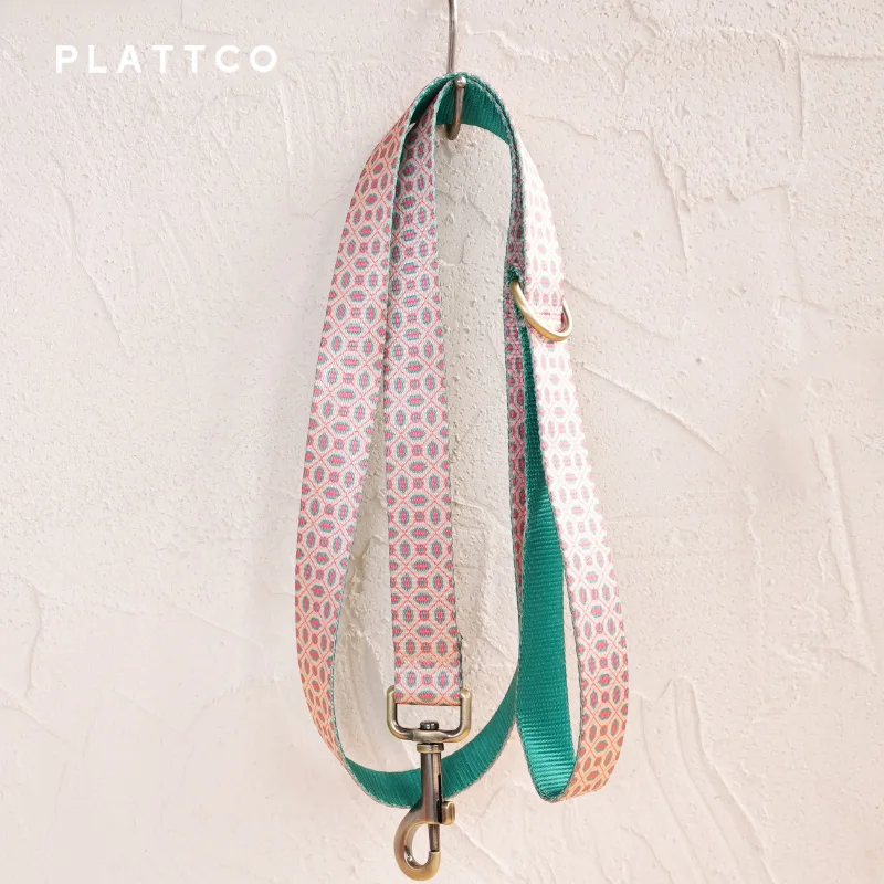 PLATTCO unique design dog leash print Tan Glaze with high-quality bronze buckle size 5 PDL370Br