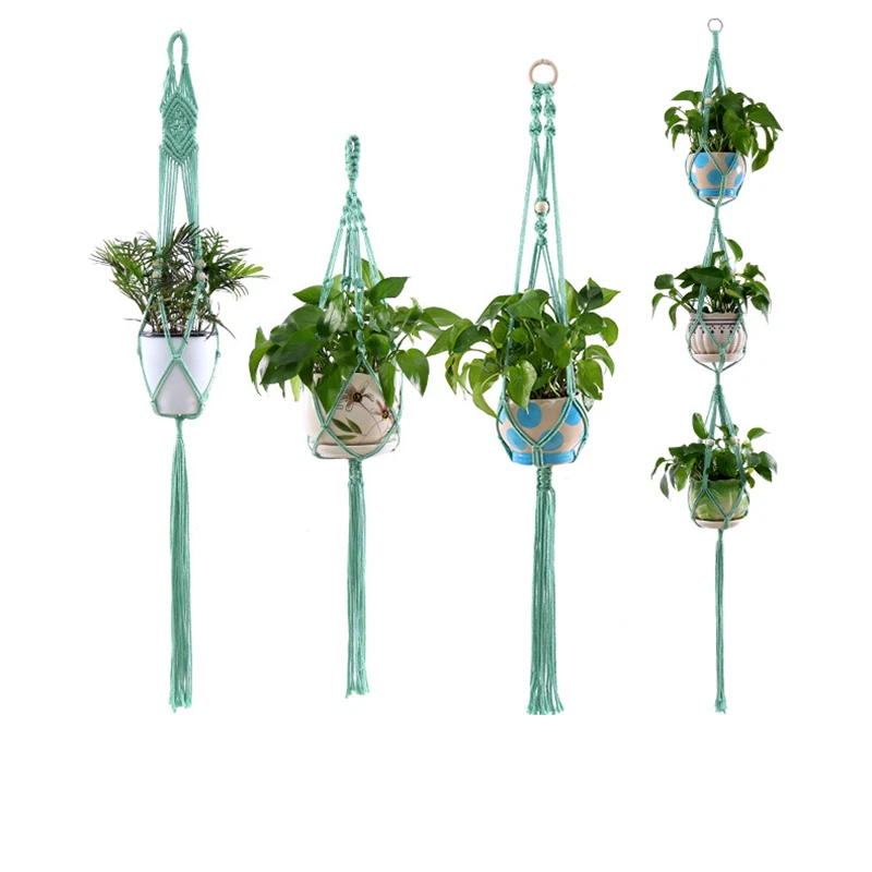 Macrame Handmade Plant Hanger Baskets Flower Pots Holder Balcony Hanging Decoration Knotted Lifting Rope Home Garden Supplies