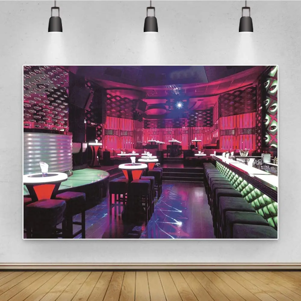 Empty Night Club Photography Backdrop Bar Dance Ballroom for Dance Party Disco Fun Nightlife Stage Show Party Photo Background