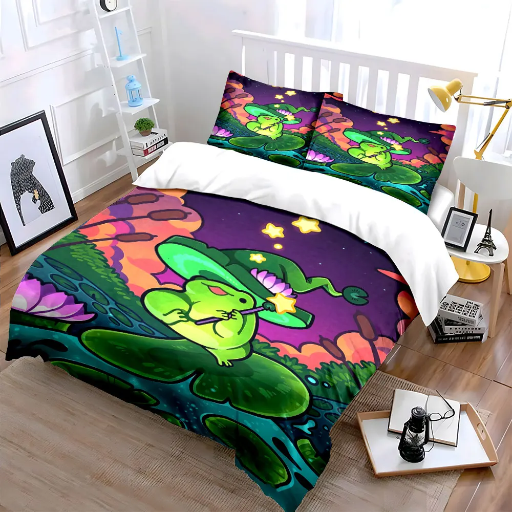 Magical Frog Themed Accessories Set  kid's and adults' bedroom decor, Exquisite three-piece bedding set gift