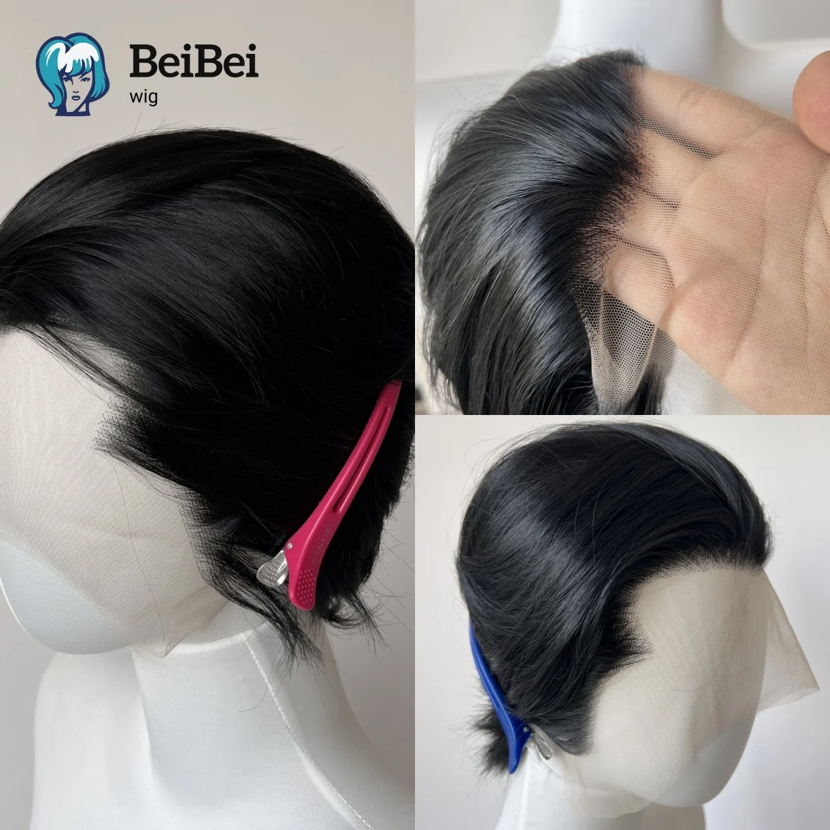 

Black Wig Short 8Inch 13*4 Lace Front Wig for Man Heat-resistant Fiber Hair Wig for Cosplay Synthetic Wigs Daily Lace Frontal