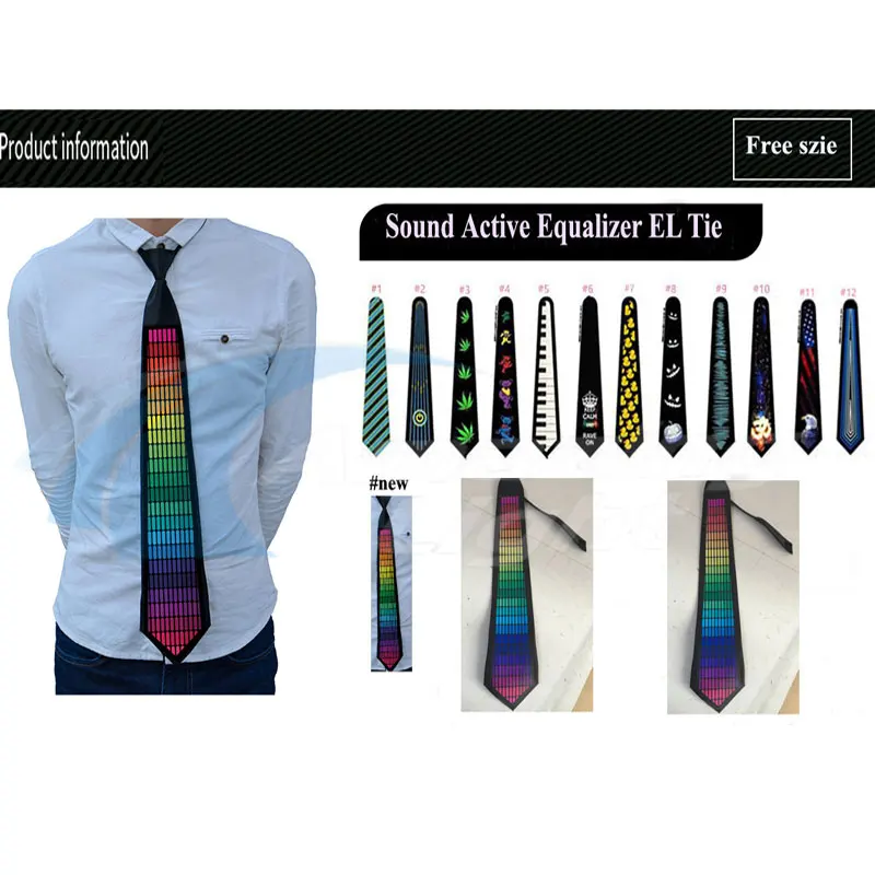 Led Flashing Tie High Brightness Flashing Wireless EL Panel Tie Led Necktie With Patent For Party