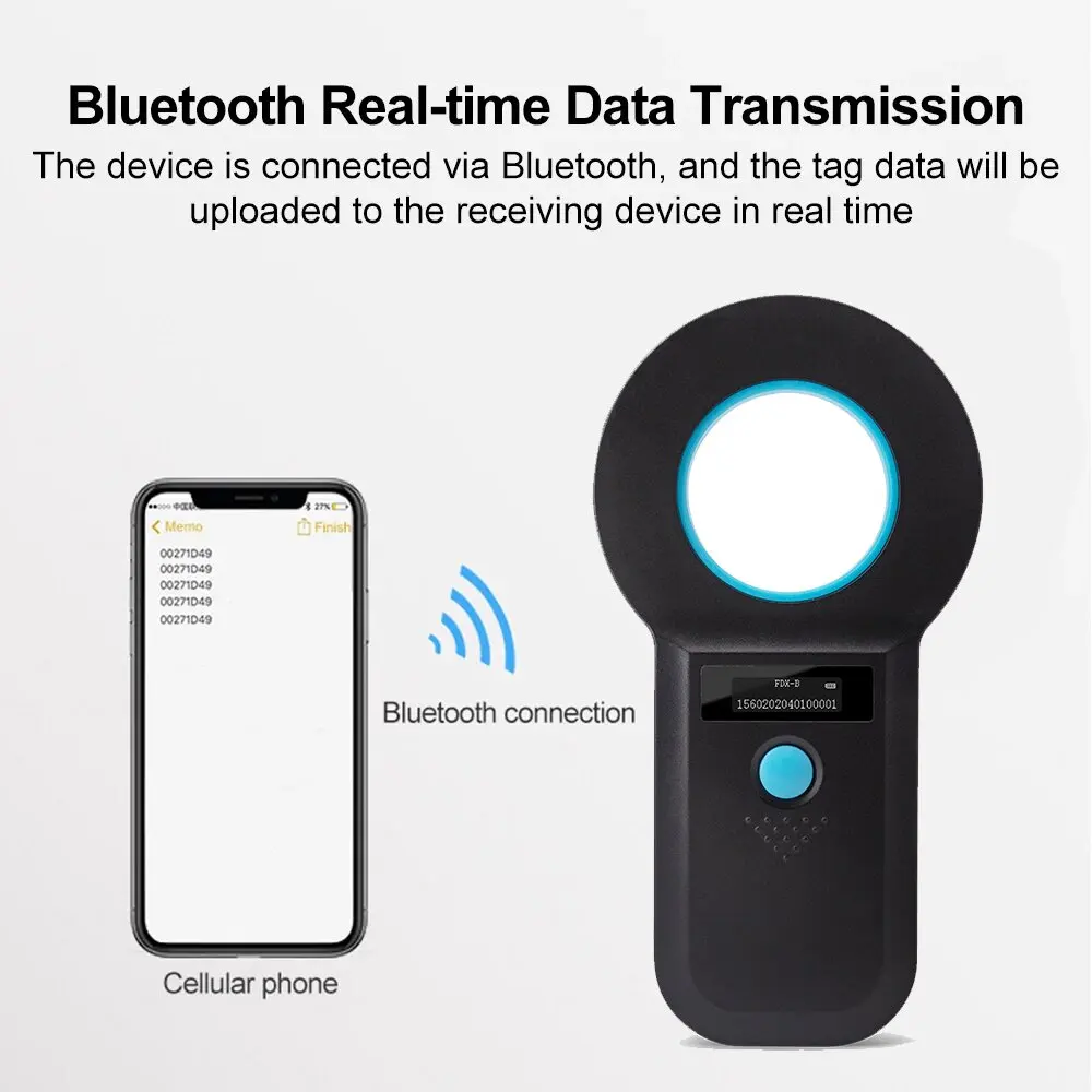 Bluetooth Chip Animal Tag Microchip Reader Chip ID Scanner Rechargeable Data Storage Animal Portable OLED Pet Dog Cat Scanner