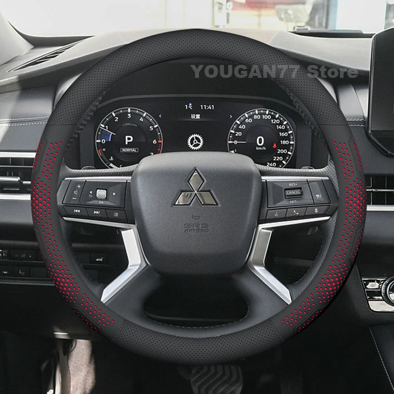 Leather Car Steering Wheel Cover For Mitsubishi Outlander Xforce 2010-2025 Non-slip Auto Interior Mitsubishi Outlander Accessory - Image 2