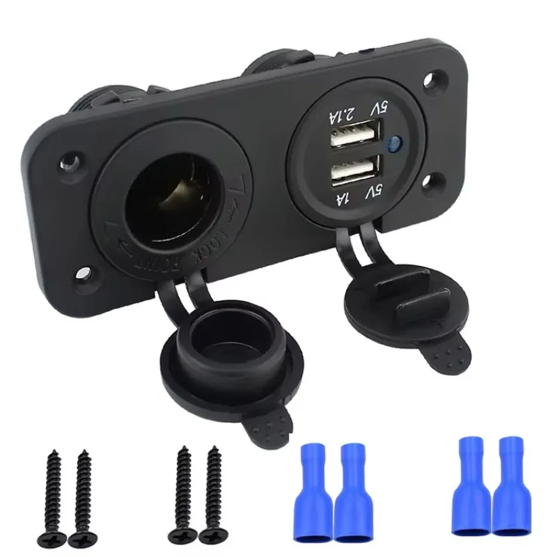 

New Product: Double Hole Cigarette Lighter Socket for Automotive Use with USB Mobile Phone Cigarette Lighter 12-24V