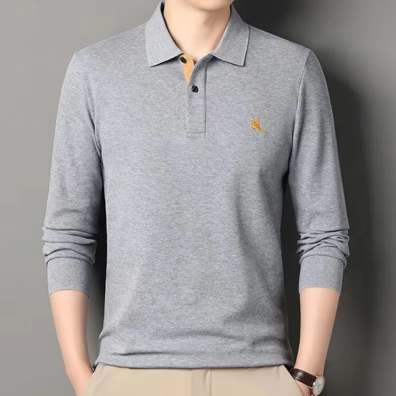 High end brand long sleeved polo shirt men's autumn new fashion embroidery lapel T-shirt casual business Paul men's clothing