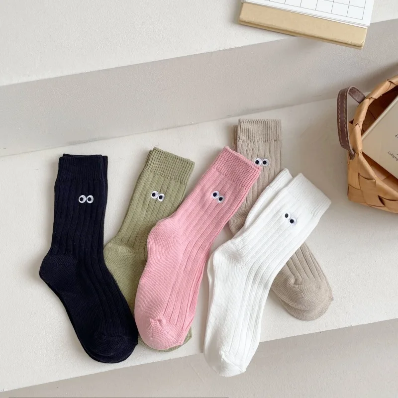 

5 Pairs Women's Autumn Winter Socks Thick Needle Socks Fashion With Solid Color Thick Line Small Eyes Pile Socks Tide Wholesales