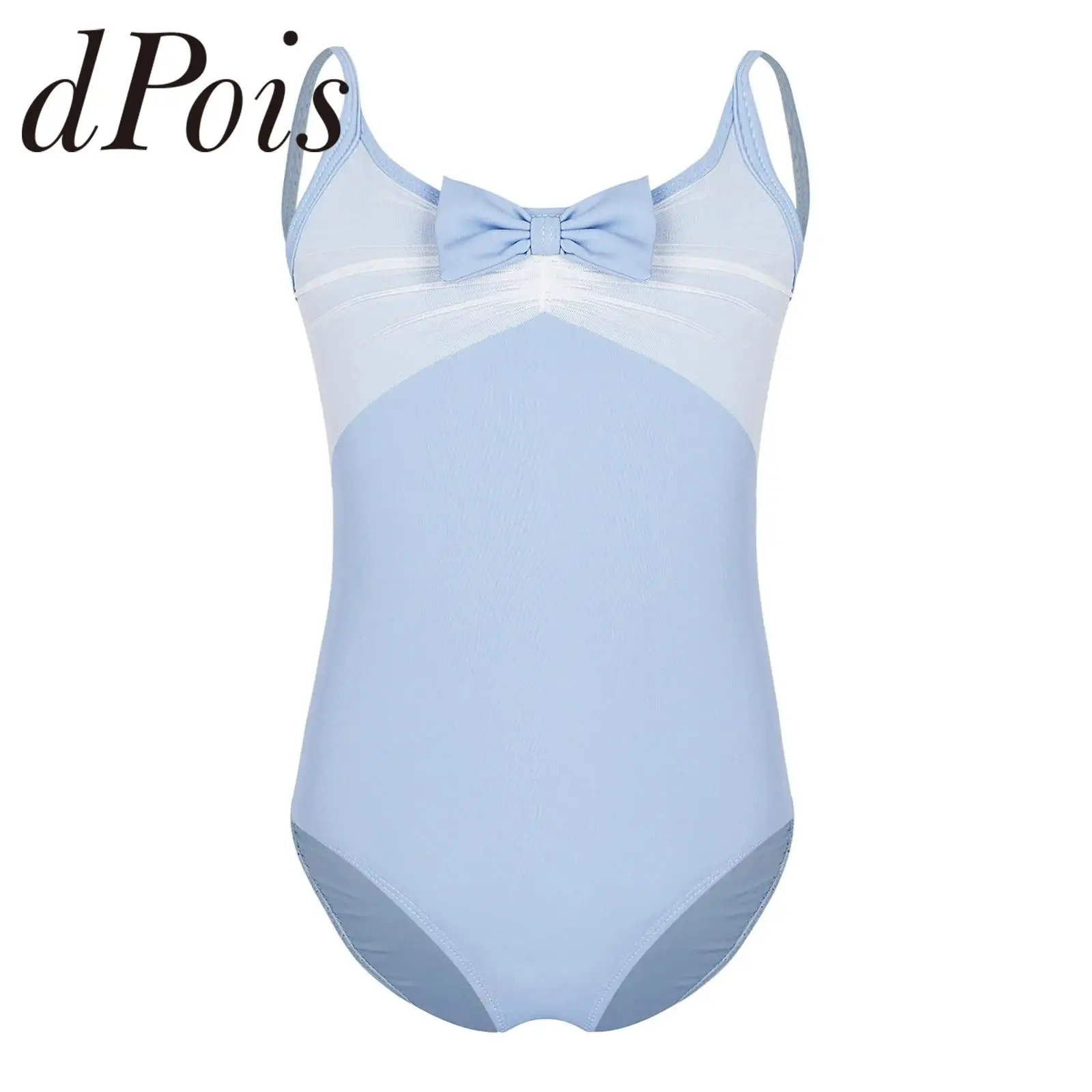 for Practice Performance Costumes Girls Gymnastics Dance Ballet Leotard Kids Backless Bow Ruched Spaghetti Straps Bodysuit