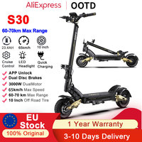 OOTD S30 E Scooter 3000W Peak Dual Motor 52V 23.4AH Battery Hydraulic Braking Fold Electric Scooter 10-Inch Fat Tire All Terrain