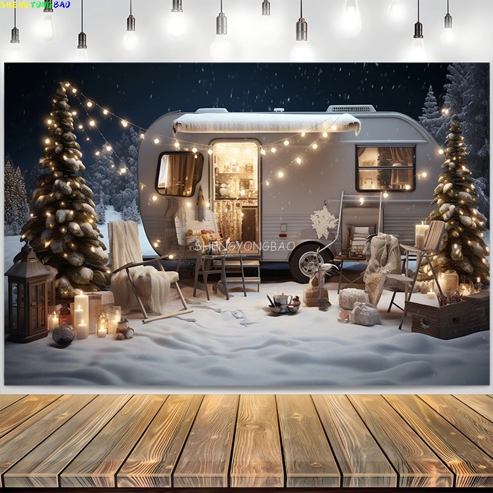 

Festive New Year Background Homely Atmosphere Fireplace With Christmas Tree Presents Wreath Archway Photography Backdrops DC-22
