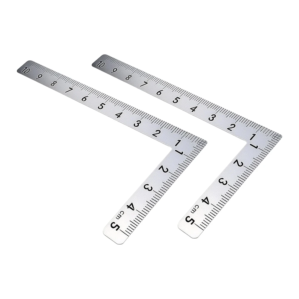 2pcs Stainless Steel Woodworking Right Angle Ruler 90 Degrees L-Square Ruler Measuring Tool Metal Straight Woodworking Tools