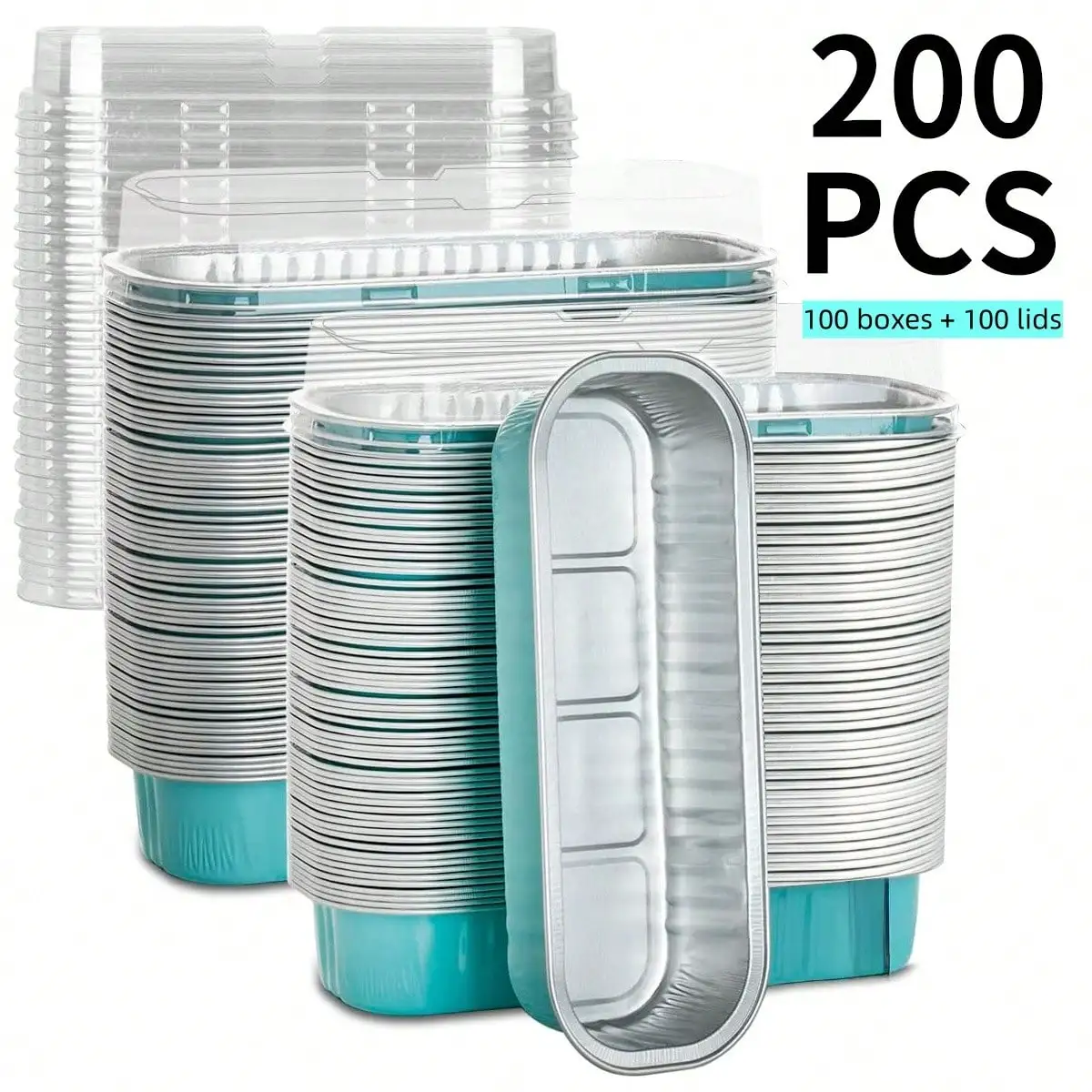 200 Pcs Mini Foil Loaf Pans with Lids, 6.8oz Rectangular Disposable Aluminum Baking Containers, Disposable Cake & Bread Tins for Fall Baking, Labor Day Party, Tailgating & School Events