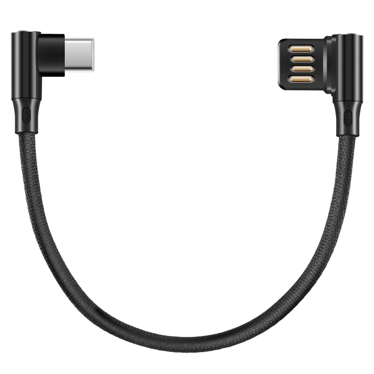 Usb-C 3.1 Type-C ซ้ายขวามุม 90 องศา Usb 2.0 Data Cable พร้อมปลอกสําหรับแท็บเล็ตและโทรศัพท์ 15 ซม.