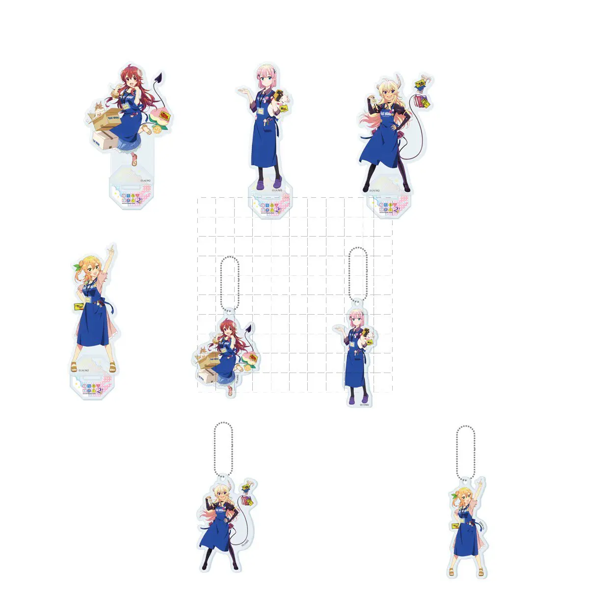 Street Corner Demon VV Linkage ‌ Yoshida Yūko ‌   Chiyoda Momo ‌ ‌ Lilith Hinatsuki Mikan ‌   Figuras de juguete de acrílico para llaveros con diseño de cartel