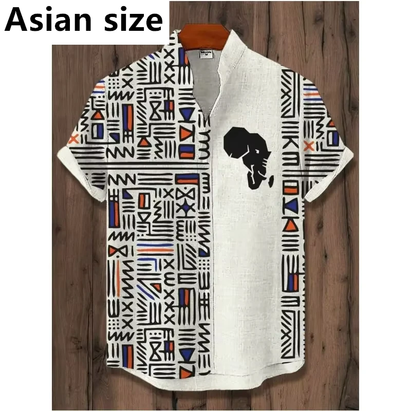 Vintage African Style 3D Printed Men's Retro Ethnic Tribal Short Sleeve Shirts Fashion Casual Vacation Streetwear Men's Shirts