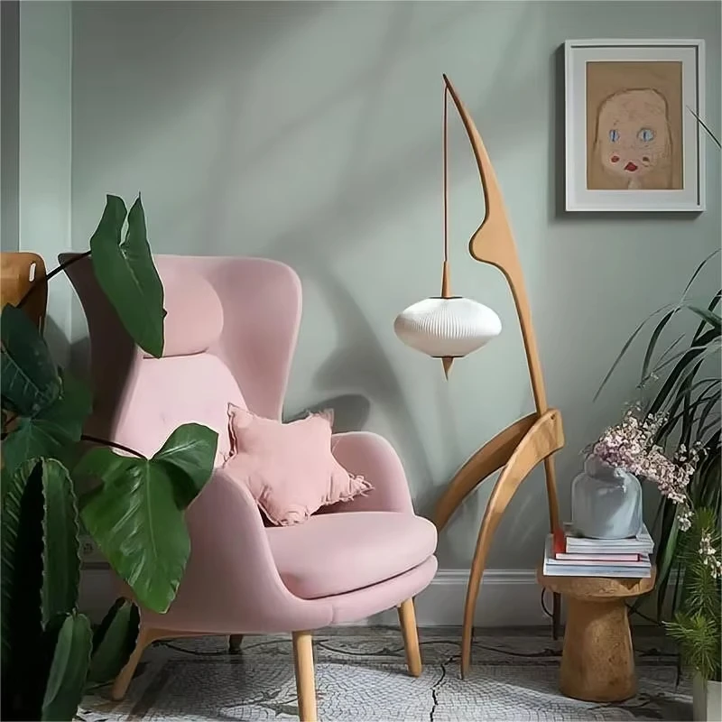 Chinese Wabi Sabi Style Floor Lamp Retro And Creative New Chinese Style Living Room Study Room Bedroom Antique Solid Wood Light