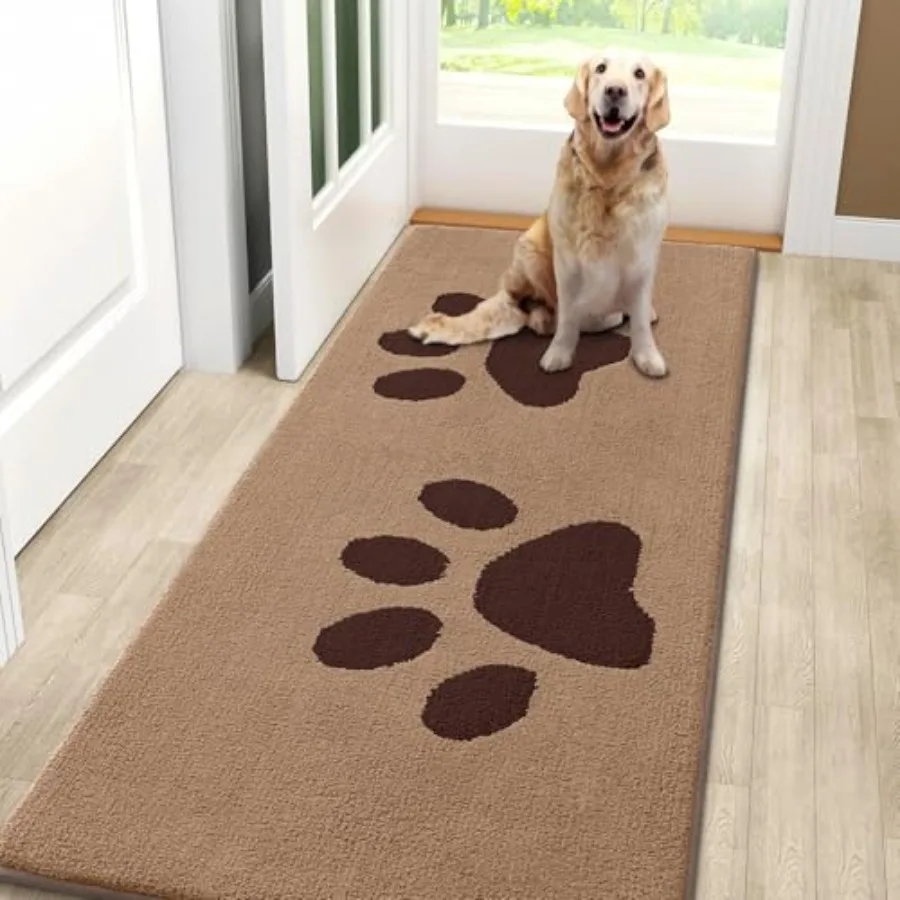 

Dog Door Mat for Muddy Paws, Absorbs Moisture and Dirt, Low-Profile Entryway Mat with Non-Slip Backing, Entry Indoor Outdoor Do
