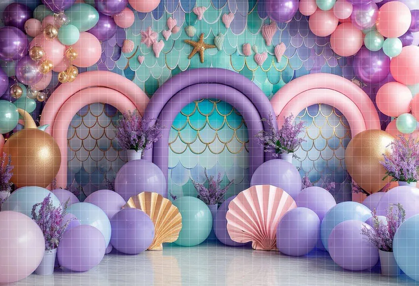 Mehofond Photography Background Dinosaur Mermaid Bear Balloon Kids Birthday Party Cake Smash Portrait Decor Backdrop Photo Studi