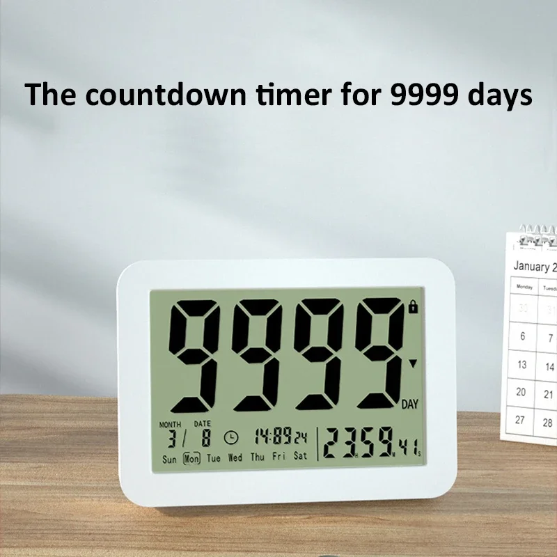Elektronischer Countdown-Timer mit großem Bildschirm, digitaler 9999 Tage, Countdown-Uhr, Klassenzimmer-Timer, Ruhestand-Countdown-Timer