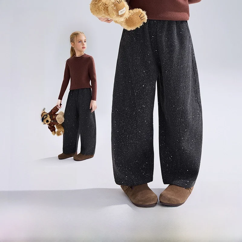 loose-children's-pants-for-girls-middle-large-children-silver-gas-pants-casual-long-pants-polyester-acrylic-rayon-other-mater