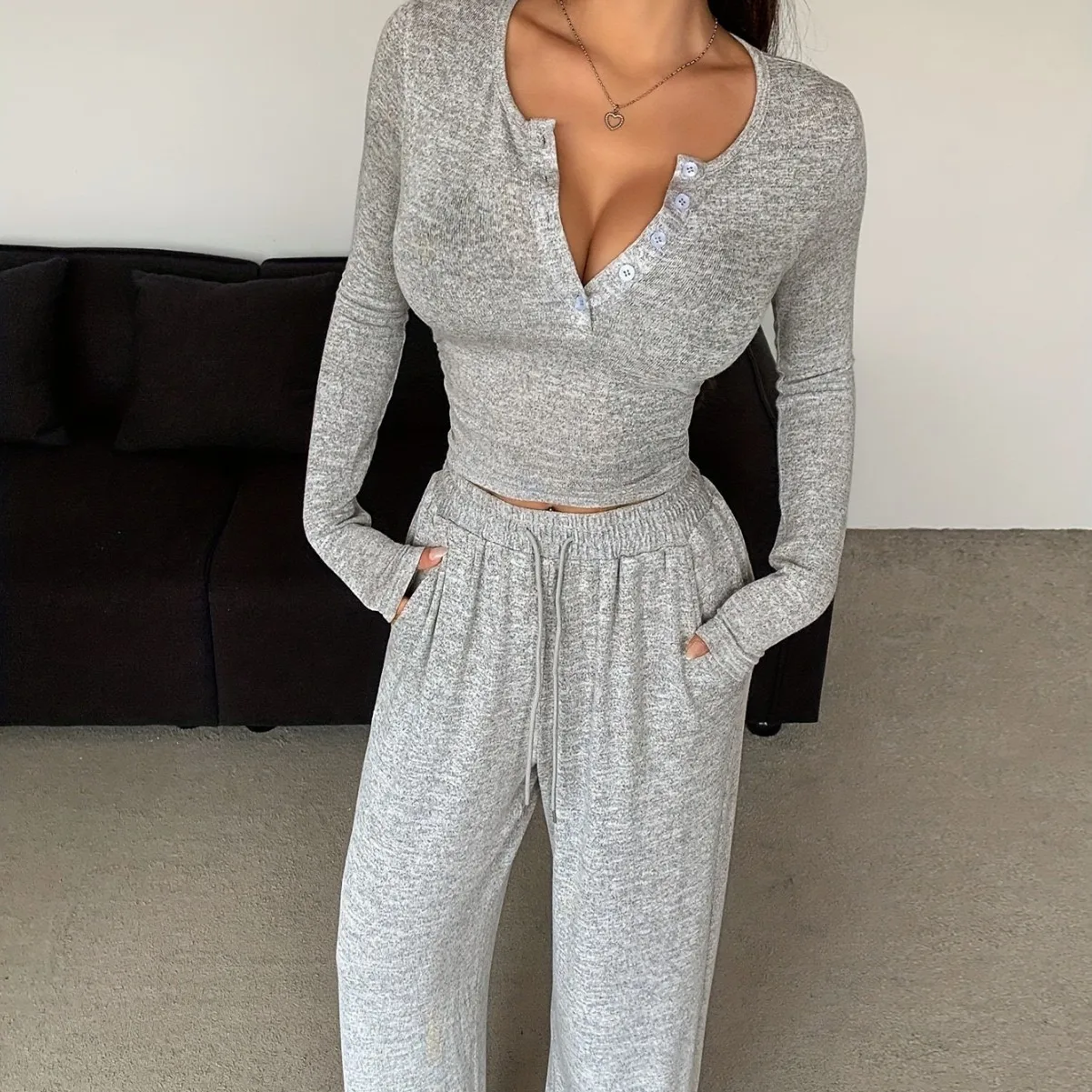 2025 New Sexy Tight Long-sleeved Trousers Two-piece Suit Europe and America