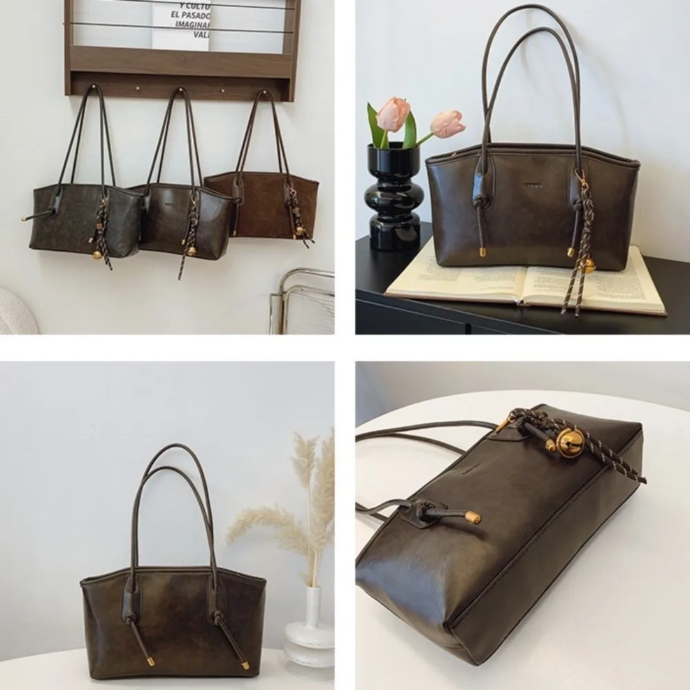 مع المعلقات بولي Leather حقيبة كتف جلدية المتشرد حقيبة يد ريترو بولي PU حقيبة تحت الإبط النمط الفرنسي الترفيه موضة حمل حقيبة الفتيات سيدة