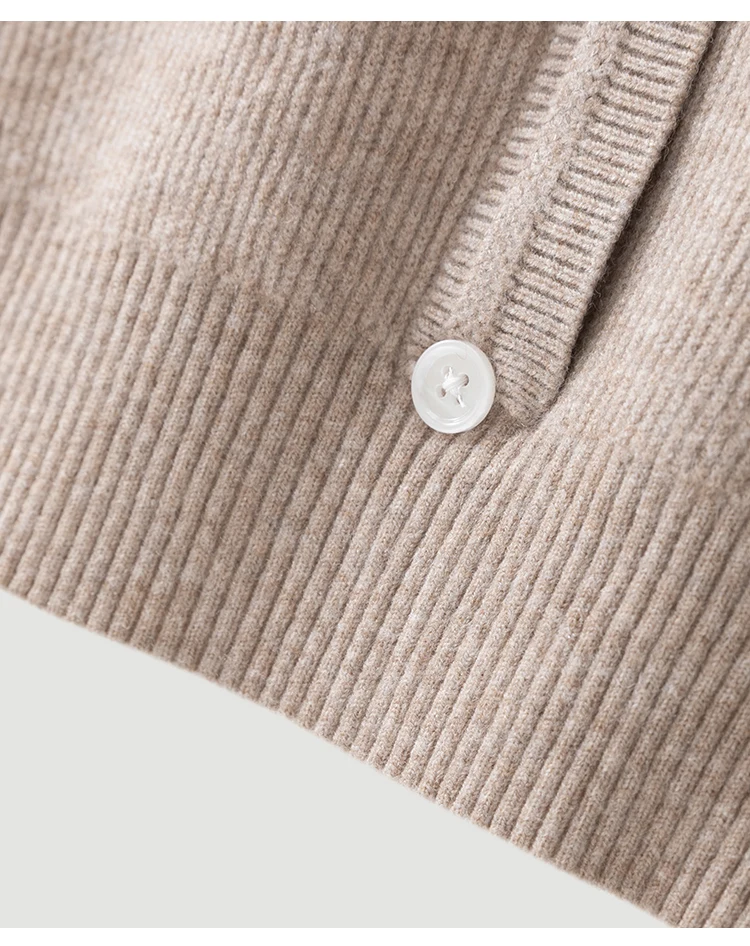 ML62125 Damen Schicker V-Ausschnitt Kurzarm Strickjacke mit Knopfleiste, gerippt, aus Modal-Mischgewebe, Frühherbst-Pullover – Detail 15
