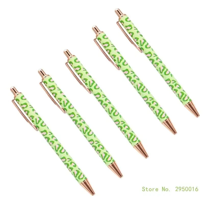

5Pcs Leopard Print Ballpoint Pen with Clip Retractable Ballpoint Pen Office Signing Pen Write Smoohtly Guest Sign In Pen