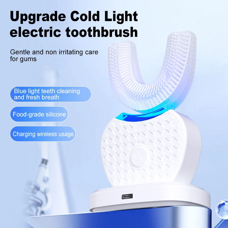 Intelligent Automatic U Type Modes Tooth Brush Sonic Electric Toothbrush USB Rechargeable Tooth Whitening Blue Light