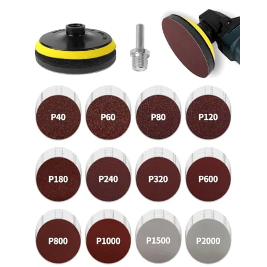 

123PCS Angle Grinder Sanding Discs Attachments, 4 Inch Hook and Loop Backing Pad with 5/8-11 Thread, Drill Sanding Attachement