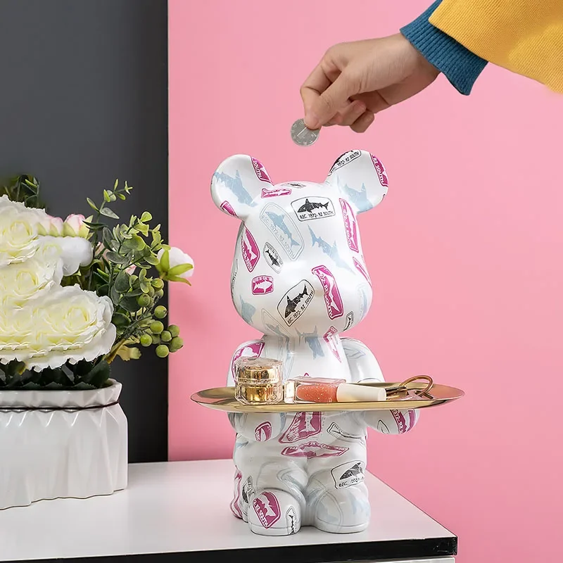 

Декоративная статуэтка в скандинавском стиле: мультяшный медведь, фигурка животного, украшение для гостиной, настольный декор, маленькие полимерные статуэтки, праздничный подарок