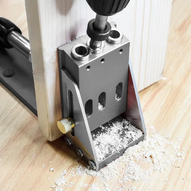 Open hole drill pocket clip, woodworking bevel hole locator