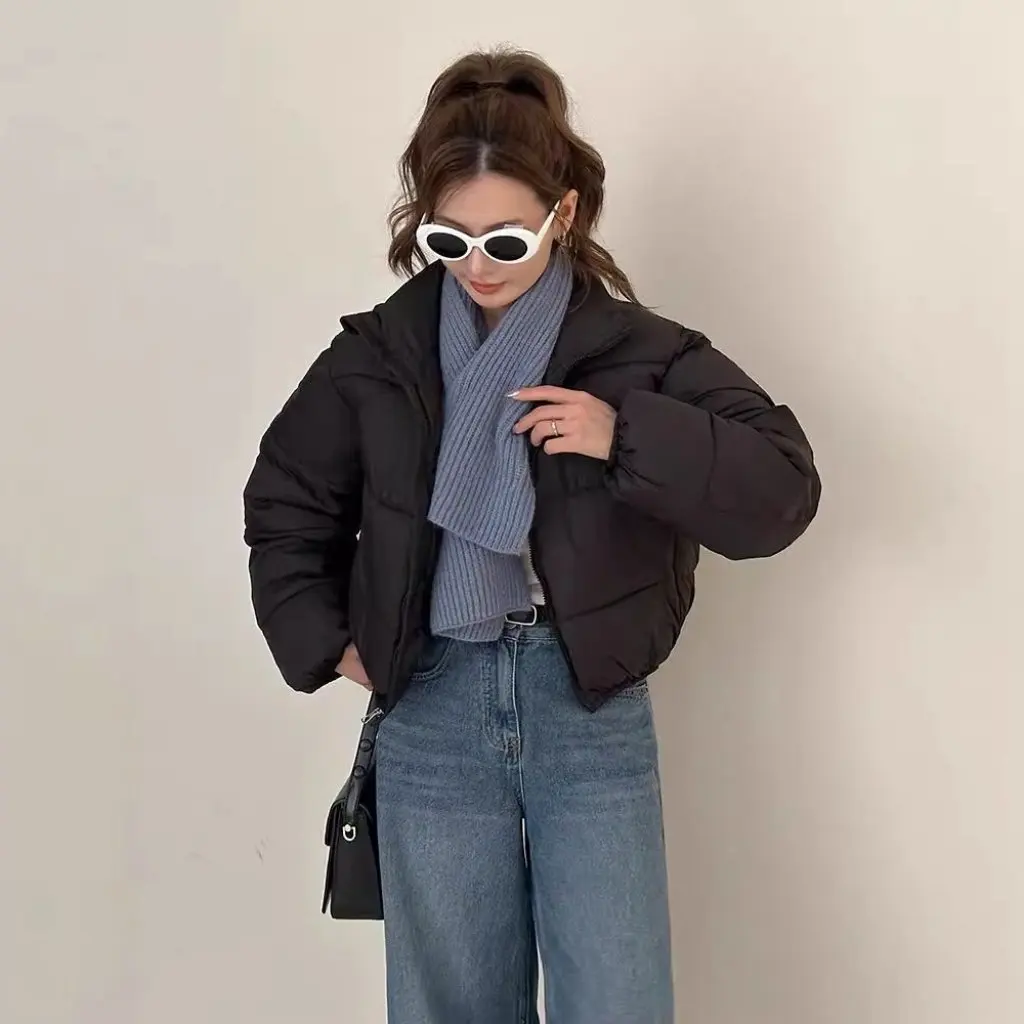 

Women's Cotton-padded Jacket Short Vertical Collar Thickened Winter Outerwear European American Style New Fashion for Men