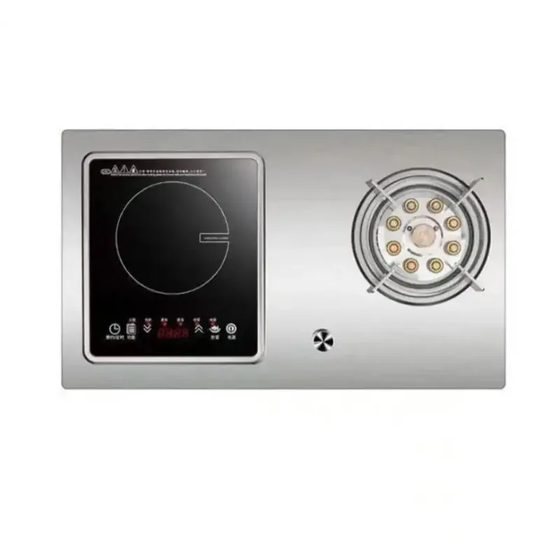 เตาแก๊สไฟฟ้าและแก๊ส 2 หัวในเตาแก๊สแฟชั่นหม้อหุงข้าวเดียว