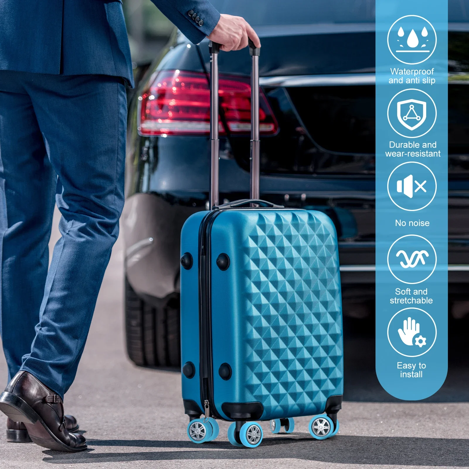 32Pcs Luggage Wheels Cover Silicone Luggage Wheel Protectors Anti Scratch Luggage Caster Cover Washable Suitcase Wheels Cover